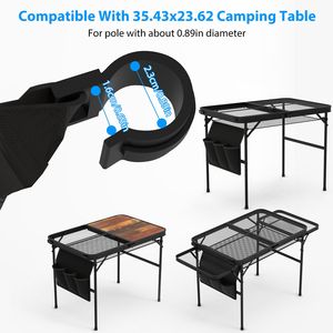 Aluminum Alloy 88LBS Max Load Height <b>Adjustable</b> 35.62x23.42x25.9in Foldable Camping <b>Table</b> Collapsible Picnic Grill Stand for BBQ - Product Image 5