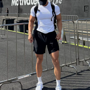 T-shirt de compression sans couture OEM pour homme, qualité supérieure, 220 grammes, séchage rapide, respirant, vêtement de sport, 100 % coton, avec lettrage - Product Image 6