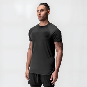 Camiseta Deportiva Negra para Hombre, Transpirable, de Secado Rápido, para Gimnasio, Fitness, Entrenamiento, Informal, de Manga Corta, Ropa Deportiva, Logotipo Personalizado, Venta al Por Mayor - Product Image 1
