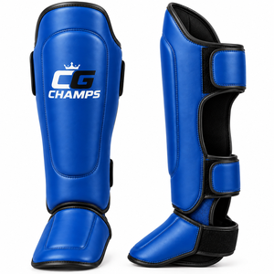 Wholesale Custom Logo Adjustable Leather Pink Sparring Muay Thai Training Kickboxing Shin Guard - Product Image 2
