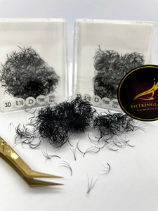 Extensions de cils volume pré-faites 3D 6D en PBT coréen, noir mat, courbure D, base fine et pointue, 7-25mm, marque privée - Product Image 1