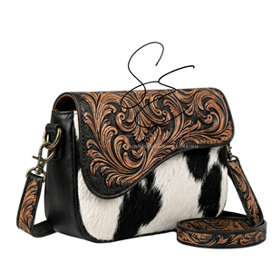 Handmade Hairon Cowhide Crossbody Bag for Women Vintage Western Tooled Leather Shoulder Purse Rustic Boutique Bag - Product Image 2