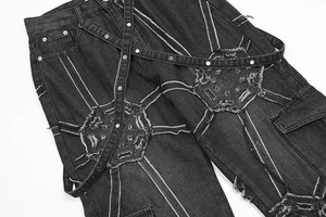 Jeans de Diseñador Personalizados para Hombre, Estilo Telaraña, Corte Recto, Lavado Medio, para Otoño e Invierno - Product Image 2