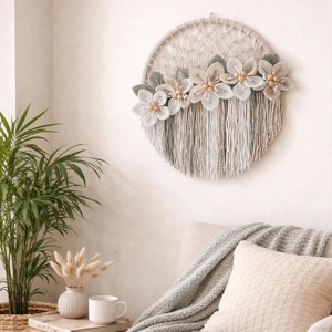 Luxury Style Flower Design <b>Macrame</b> Wall Hanging For Elegant Home Decor Bedroom Living Room And Premium Interior Wall Accent - Product Image 6