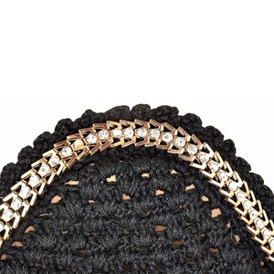 Black Crochet Horse Ear <b>Bonnet</b> With Gold Chain Trim Lightweight Washable Breathable Design Quick Dry Horse Fly Protection - Product Image 5