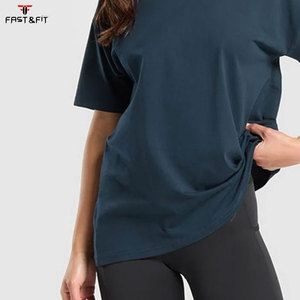 Camiseta de punto informal holgada de cuello redondo para mujer, 100% algodón, ecológica, de alta calidad, transpirable, teñida lisa, de manga larga - Product Image 6