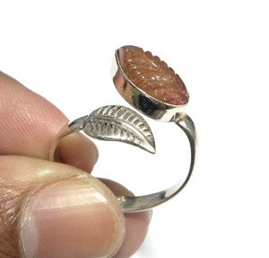 Bague en tourmaline naturelle multicolore, argent sterling 925, design floral, fabrication artisanale, style bohème, bijou de mariage. - Product Image 6