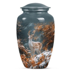 Monochrome Winter Landscape Cremation <b>Casket</b> Solid Metal Snow Forest Remembrance <b>Ash</b> Storage Urn Factory - Product Image 2