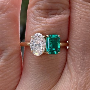 Elegant Oval Radiant Cut 2.00 CT Lab Grown Diamond Engagement <b>Ring</b> 925 Silver <b>Two</b> <b>Stone</b> Toi Et Moi VVS2 Clarity IGI Certified - Product Image 3