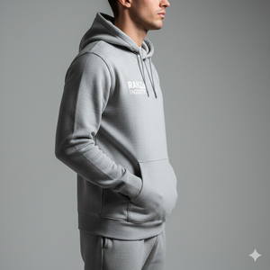 ผู้ผลิตชุดฮู้ดดี้และกางเกงวอร์มแบบซิปเต็มตัวปักลายเพชรพลอยรักษ์โลกไซส์พลัส Ranzia Signature สำหรับผู้ชายสไตล์ Distressed - Product Image 3