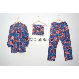 Conjunto de Pijama de 2 Piezas para Mujer, Hecho a Mano, de Lujo, Vintage, Romántico, Clásico, Floral, Otoñal, 100% Algodón, Suave, Liso, Transpirable y de Secado Rápido - Product Image 1