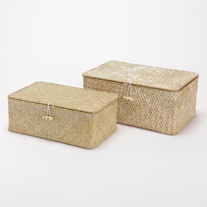 Cajas de almacenamiento plegables de hierba marina duraderas para ropa, libros y otros objetos con tapa, al precio más bajo. - Product Image 1