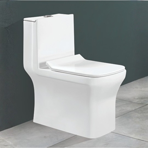 Inodoro de una pieza Compass con taza alargada, salida al suelo (S-trap/P-trap), doble descarga, de cerámica vitrificada, diseño contemporáneo, 300 mm, para baño. - Product Image 2