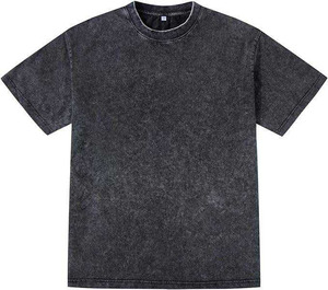 เสื้อยืดฟลีซโอเวอร์ไซส์ทรงวินเทจสำหรับผู้ชายไซส์พลัส ล้างสีแบบแอซิดวอช  รับสกรีนโลโก้ตามสั่ง บริการ ODM ผ้าฝ้าย 100% ปรับแต่งขนาดได้ - Product Image 1