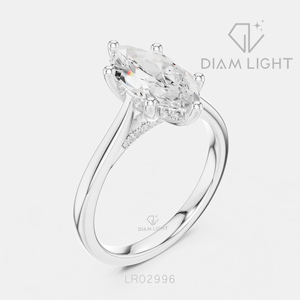 Anillo de Diamante Cultivado en Laboratorio con Corte Marquesa Certificado por IGI de 1.79CT, Oro Blanco de 14K, Color F+, Claridad VS+, Anillo de Compromiso Moderno para Mujer - Product Image 2