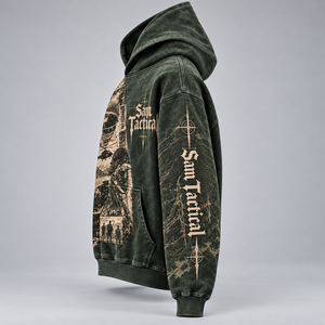 Sweat-shirt à capuche tactique pour homme Sam, coupe oversize, en coton French Terry, avec poche imprimée, style décontracté automne, prix de gros, personnalisation OEM - Product Image 3