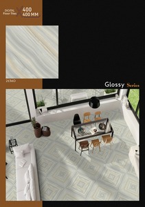 Azulejos de Cerámica para Piso con Aspecto de Mármol Geométrico de la Serie Glossy de 400x400 mm – Diseño Gris Moderno (21360) Azulejos de Cerámica Brillantes para Piso - Product Image 4