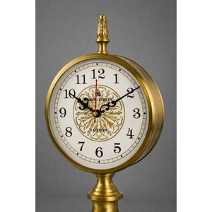 Traditional Brass Desk <b>Clock</b> Circular Design Mechanical Movement Needle Display Silent Non Ticking Hourly <b>Chiming</b> - Product Image 5