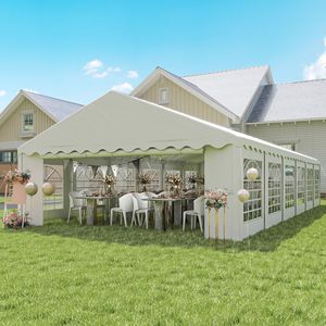 Tenda per Feste in PVC e Poliestere Bianca 40FT X 20FT con Pareti Laterali Rimovibili e 12 Finestre per Matrimoni ed Eventi BBQ - Product Image 2