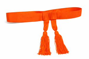 Cinturón de Cintura Ceremonial Naranja y Carmesí con Borlas, Accesorio de Vestir Formal de Primera Calidad - Product Image 3