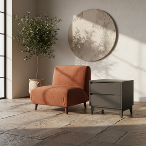 Table d'appoint moderne avec 2 tiroirs, design en chêne massif écologique pour salles à manger et espaces de vie - Product Image 3