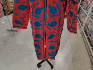 <b>Women</b> Full Length Fleece <b>Robe</b> Mandarin Collar Floral Print open Closure Soft Cozy Winter Outerwear gift for her - Product Image 5
