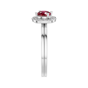 Anillo de rubí ovalado doble de Plata de Ley 925 con diseño de Halo doble clásico, diamantes naturales certificados por IGI, boda glamorosa para fiesta - Product Image 2