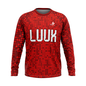 Camiseta de Manga Larga con Cuello Redondo, Diseño de Puntos Rojos, Impresión por Sublimación, Secado Rápido, Top Deportivo para Hombre, Todas las Temporadas - Product Image 1