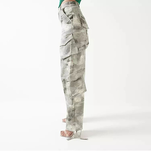 Pantalones Cargo de Camuflaje de Cintura Alta para Mujer, Corte Holgado, Estilo Utilitario con Bolsillos, para Usar en Verano - Product Image 2