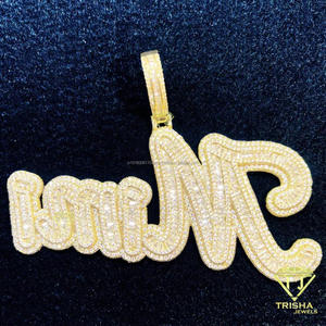 Collar con Nombre Personalizado, Chapado en Oro, con Diamantes de Moissanita, Colgante con Letras en Estilo Hip Hop, Cadena de Joyería - Product Image 4