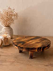 Support à gâteau en bois de luxe avec couvercle, plateau rond pour desserts, plateau à fromages et fruits, design simple en bois d'acacia. - Product Image 2