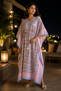Camisón Kaftán para Mujer con Estampado Floral, Elegante, Holgado, Ropa de Dormir, Vestido de Noche, Cómodo, Largo - Product Image 3