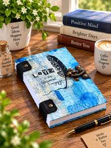 Love Universal Language Leather <b>Journal</b> 7x5 Inch Handmade Diary with <b>Lock</b> Closure Romantic Notebook Gift - Product Image 3