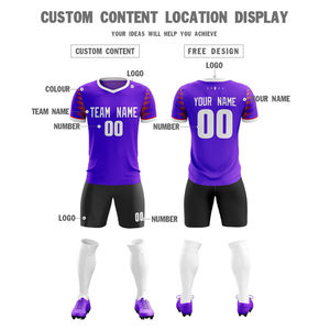 Custom Sublimation <b>Soccer</b> Jersey Set Men Breathable Quick Dry Purple Football Uniform Team Training Kit Sportswear in Wholesale - Product Image 1