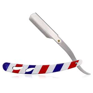 Rasoir à lame unique en acier inoxydable avec manche métallique, design monnayeur, pour usage en salon de coiffure, outil de rasage du visage, motifs drapeaux - Product Image 2