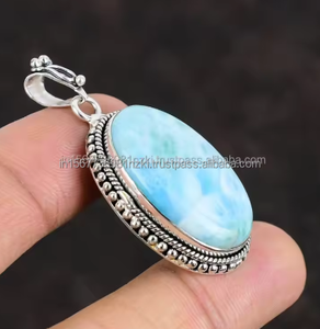 925ลาริมาร์สีน้ำเงินแท้จี้อัญมณีเงินสเตอร์ลิงจี้ใหญ่ทำด้วยมือสร้อยคอจี้ลาริมาร์ธรรมชาติ - Product Image 6