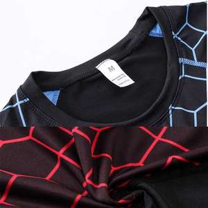 <b>Men's</b> <b>Black</b> <b>Red</b> Heat-Transfer Printed Short Sleeve Compression <b>Shirt</b> Quick Dry Sporty Fit Casual Knitted Spandex/Polyester 120g - Product Image 6