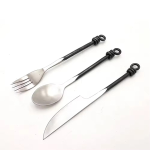 OEM Medieval <b>Cutlery</b> Set Rustic Handmade Spoon Fork Knife Reusable Dining Tableware With Leather <b>Storage</b> Holder - Product Image 2