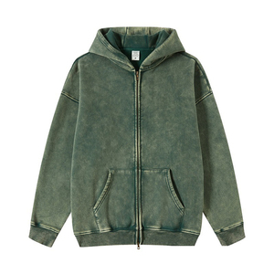 Sweat à capuche épais délavé à l'acide pour homme, 100 % coton molletonné, style vintage vieilli, à enfiler, idéal pour l'hiver - Product Image 1