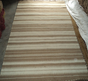 Hand Woven Jute Rug Natural Beige Striped Flat Weave Area Rug Boho Farmhouse Rustic Living Room Bedroom Floor Decor - Product Image 2