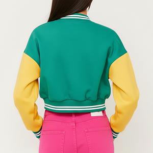 Chaqueta Varsity para Mujer, Tela de Felpa Suave al Tacto, Estilo Clásico Letterman, Europa, Chaqueta Varsity para Mujer, Tela de Mezcla de Lana de Alto GSM - Product Image 3