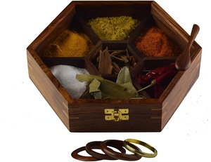 Caja de sal y pimienta de bambú Contenedor centros de mesa redondos de madera estante de especias redondo libro de invitados de madera redondo - Product Image 3