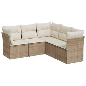 Conjunto de Sofás Modulares Medianos de Ratán Sintético PE Beige para Jardín - Product Image 2