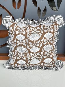 Housse de coussin carrée en coton 100% fait main, style bohème, à volants floraux, écologique, antibactérienne, lavable, personnalisable, pour la maison et l'hôtel - Product Image 3