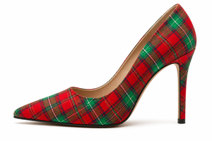Chaussures à talons aiguilles écossaises à carreaux pour femmes – Élégantes chaussures à talons hauts pour mariage et soirée – Vente en gros - Product Image 2