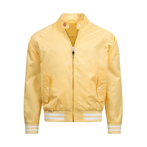 Blouson bomber jaune pour homme, couleur unie, fermeture éclair, coupe-vent décontracté en polyester, vêtement d'extérieur pour l'automne - Product Image 1