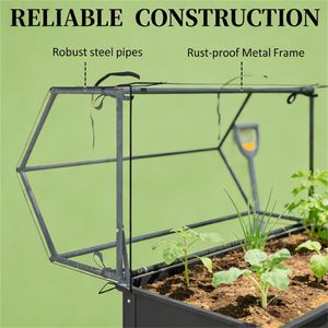 กระบะปลูกต้นไม้สีเทาเข้มแบบยกพื้น พร้อมกล่องปลูกต้นไม้สำหรับเรือนกระจกกลางแจ้งและห้องต่างๆ - Product Image 4