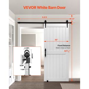 Puerta Corredera de MDF de Alta Resistencia de 36 x 84 Pulgadas con Kit de Herrajes de Fácil Instalación, Superficie de PVC Resistente al Agua, Fácil Instalación - Product Image 2