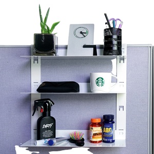 Scaffale per ufficio in acciaio a 3 livelli con ganci per scrivania Organizer coreano bianco nero - Product Image 2