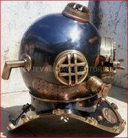 Casque de plongée antique en laiton, rond, décoratif, style nautique, artisanat en métal moulé, objet de collection
